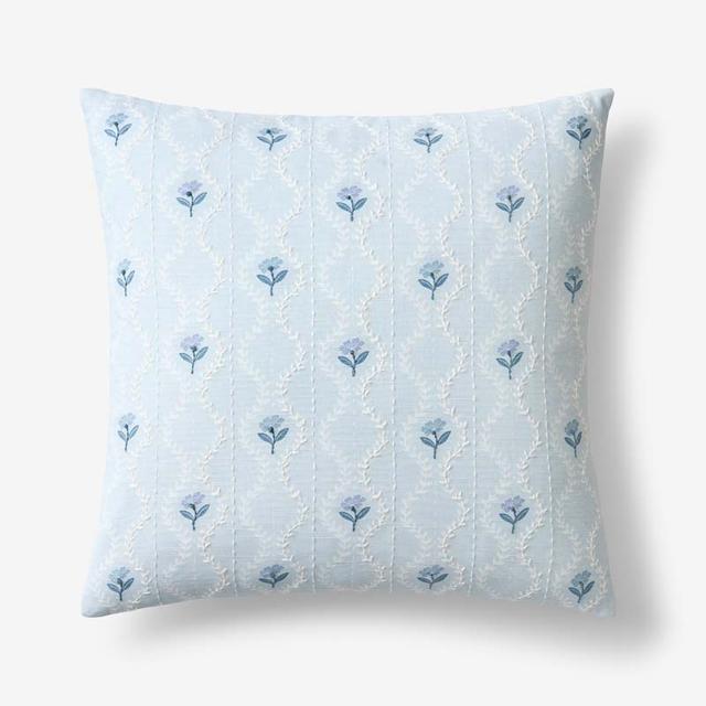 Tira Mini Floral Decorative Square Pillow Cover - Mini Floral Blue, 20 in. x 20 in., Size 20 x 20, Cotton | The Company Store
