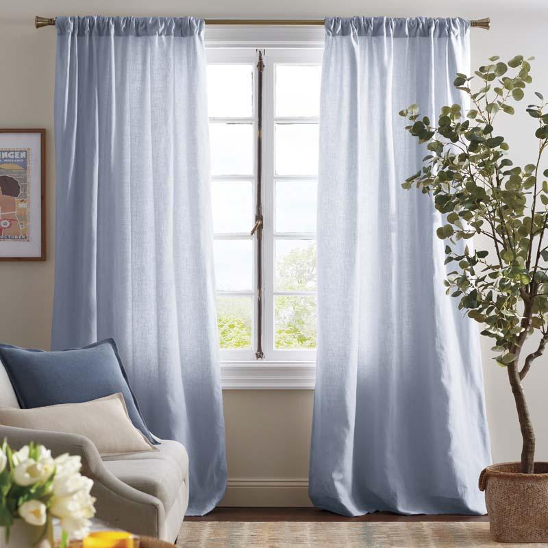 Linen Window Curtain - Ice Blue, 63 in., Size Curtain50 x 63 | The Company Store