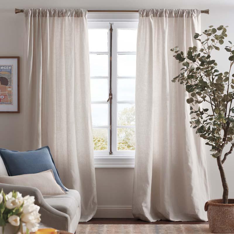 Linen Window Curtain - Sand, 108 in. - Beige/Ivory, Size Curtain50 x 108 | The Company Store