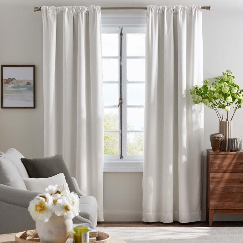 Velvet Blackout Window Curtain - Cream, 63 in. - Ivory, Size Curtain50 x 63, Cotton | The Company Store