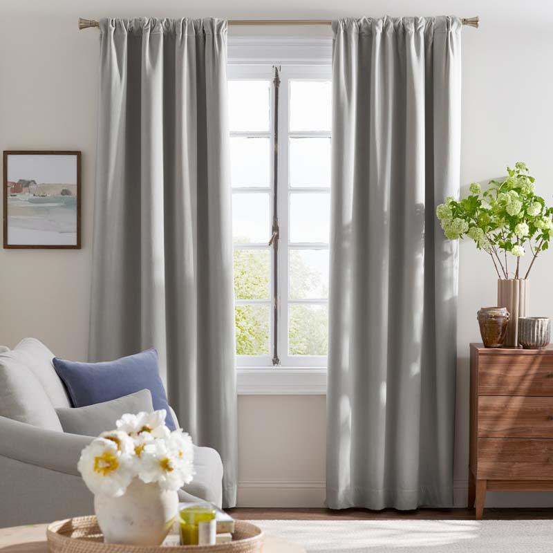 Velvet Blackout Window Curtain - Gray, 84 in., Size Curtain50 x 84, Cotton | The Company Store