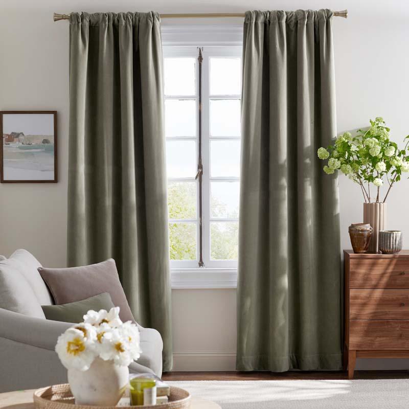 Velvet Blackout Window Curtain - Sage Green, 96 in., Size Curtain50 x 96, Cotton | The Company Store