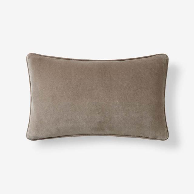 Velvet Decorative Lumbar Pillow Cover - Taupe, 12 in. x 21 in. - Brown, Size Lumbar12 X 21, Cotton | The Company Store