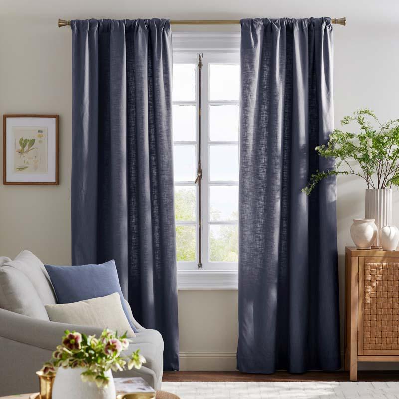 Texture Blackout Window Curtain - Denim Indigo, 84 in. - Blue, Size Curtain50 x 84, Cotton | The Company Store