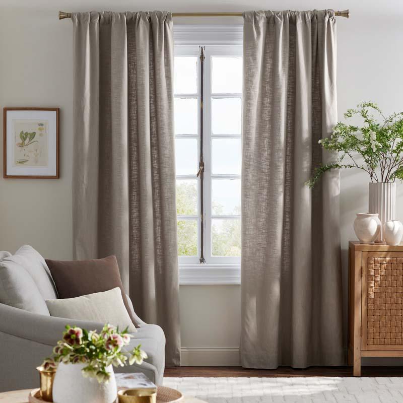 Texture Window Curtain - Fog, 63 in. - Brown, Size Curtain50 x 63, Cotton | The Company Store