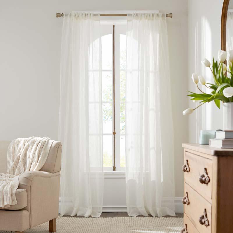 Sheer Window Curtain - Natural, 108 in. - Beige/Ivory, Size Curtain50 x 108, Linen | The Company Store