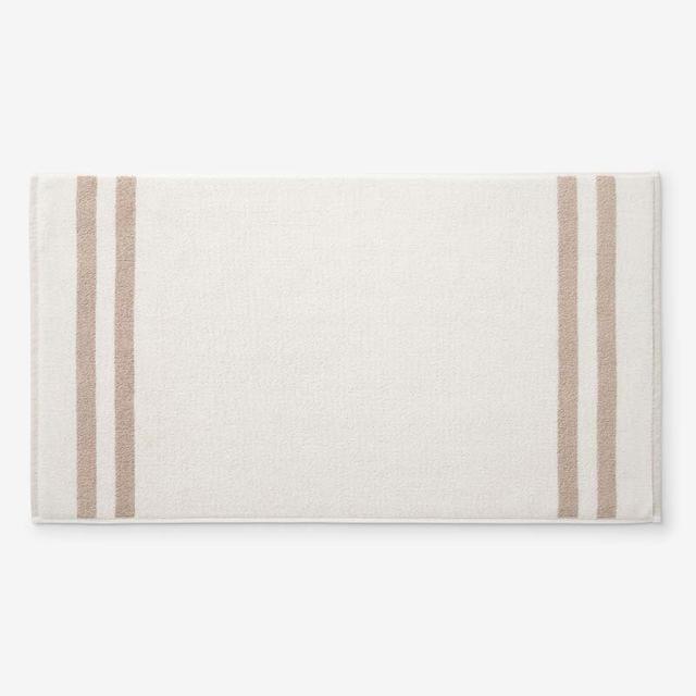 Mirage Aegean Cotton Reversible Stripe Bath Mat - Ecru, 20 in. x 36 in. - Beige/Ivory, Size 20 x 36 | The Company Store