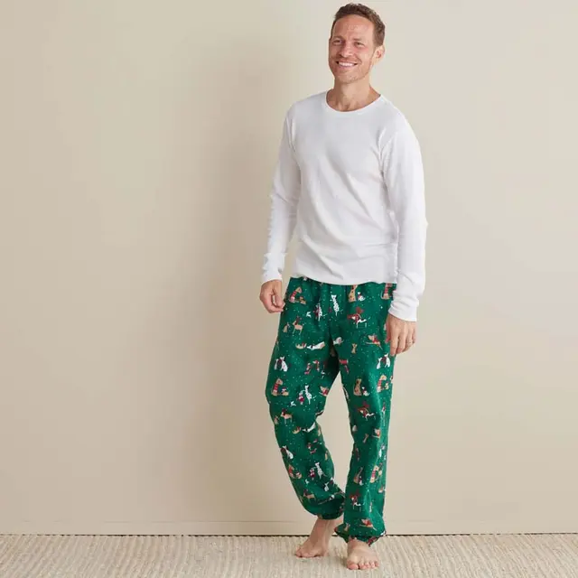 Family Flannel Men's Jogger Pants Pajama Set - Brown/Green, Size Medium, Cotton Flannel | The Company Store