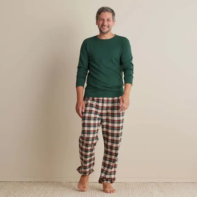 Family Flannel Men's Jogger Pants Pajama Set - Blue/Green/Red, Size 2XL, Cotton Flannel/Flannel | The Company Store