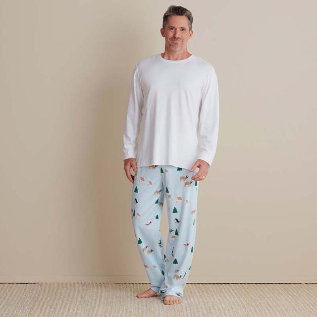 Family Printed Peruvian Cotton Men's Pajama Set - Blue, Size Large | The Company Store