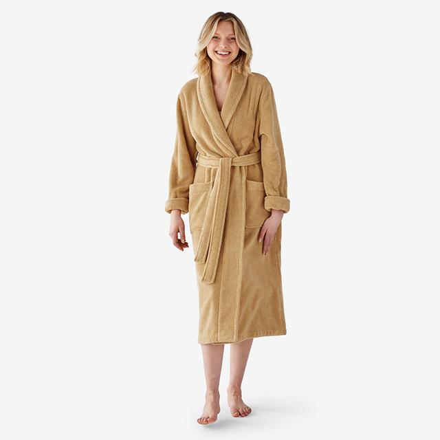 Women's Long Robe - Yellow, Size XL, Cotton/Turkish Cotton | The Company Store