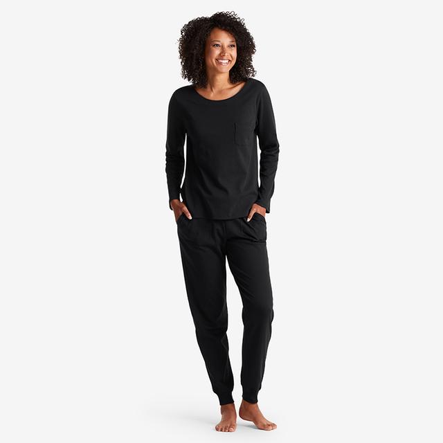 Pima Cotton Jogger Pants Pajama Set - Black | The Company Store