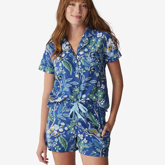 Poplin Women's Shorts Set - Blue, Size 2XL, Cotton, Animals Whimsy | The Company Store
