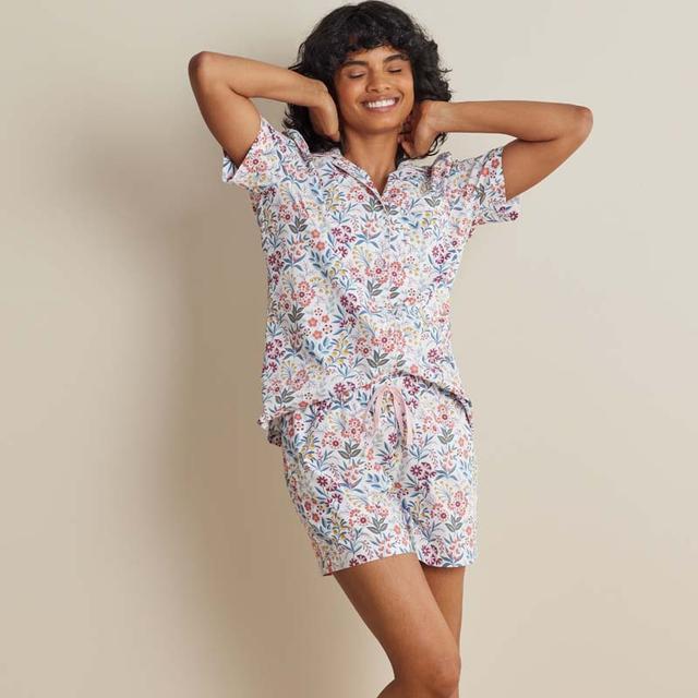 Printed Poplin Women's Shorts Set - Pink, Size Large, Cotton | The Company Store