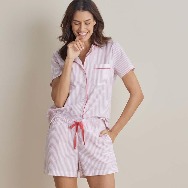 Printed Poplin Women's Shorts Set - Pink, Size 2XL, Cotton | The Company Store