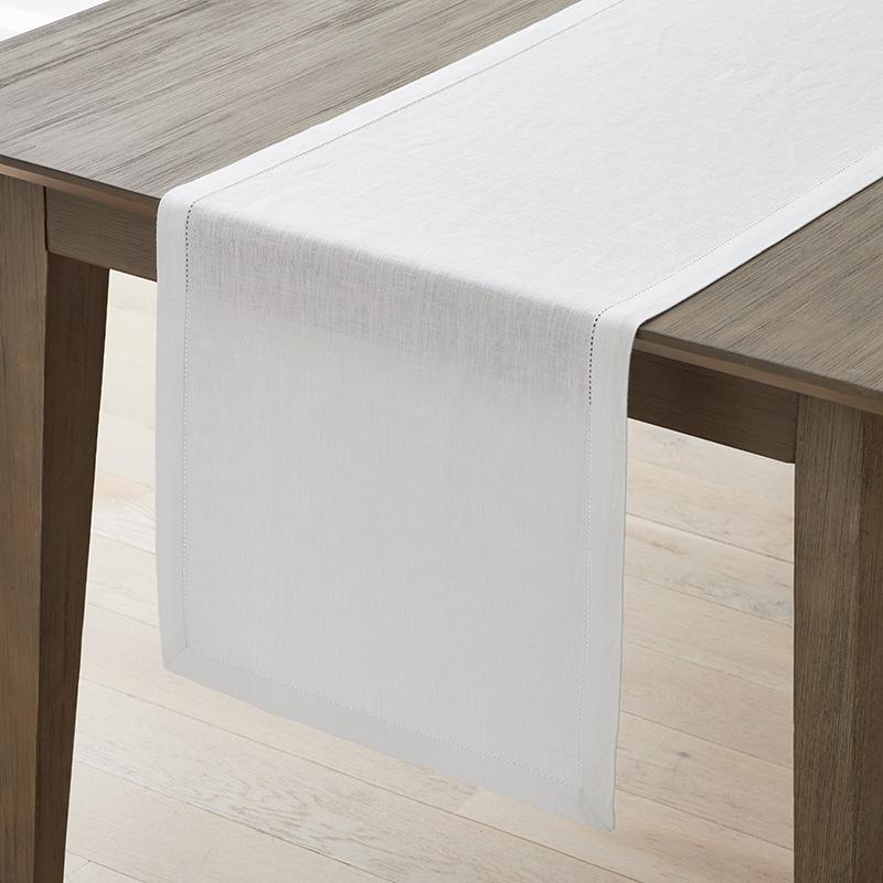 Linen Table Runner - White, Size 16 x 108 | The Company Store
