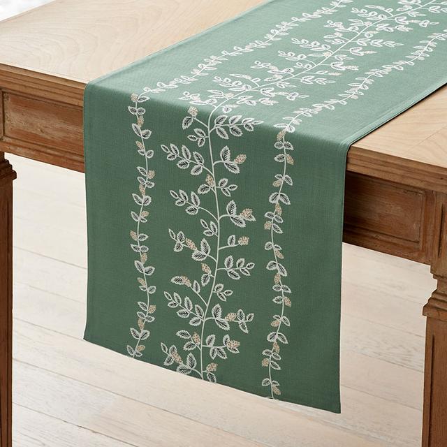 Climbing Vines Table Runner - Green, 16 in. x 90 in., Size 16 x 90, Cotton | The Company Store