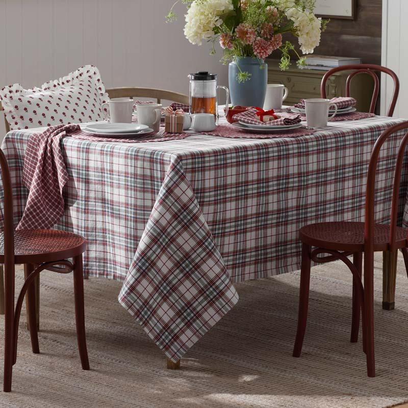 Classic Plaids Yarn-Dyed Tablecloth - Red Multi, 70 in. x 120 in. - Green/Red, Size 70 x 120, Cotton | The Company Store