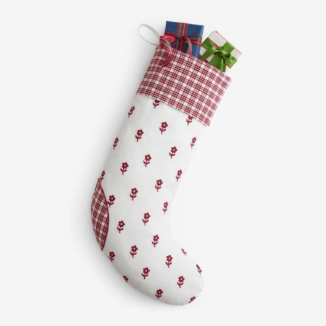 Flower Holiday Stocking - Red/White, Size 8 In. W x 23 In. H, Cotton | The Company Store