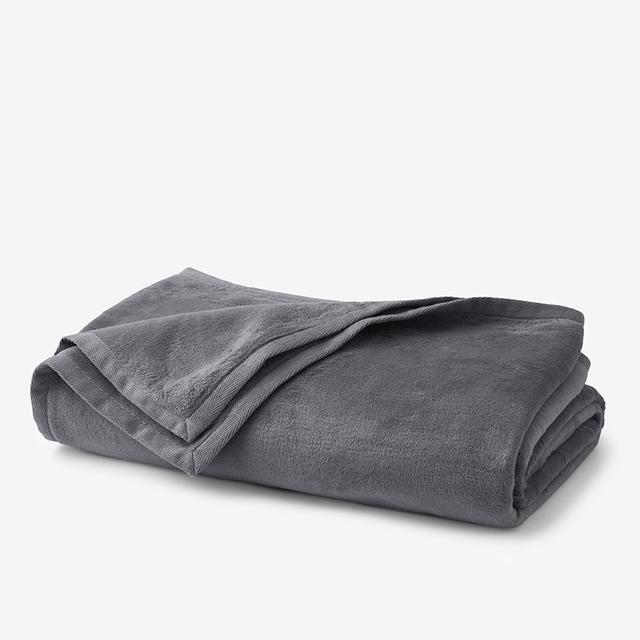 Cotton Fleece Blanket - Gray Cotton Flannel, Size Queen | The Company Store