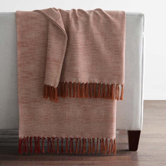 Yarn-Dyed Fringe Throw Blanket - Red, Size 50 In. x 70 In. | The Company Store
