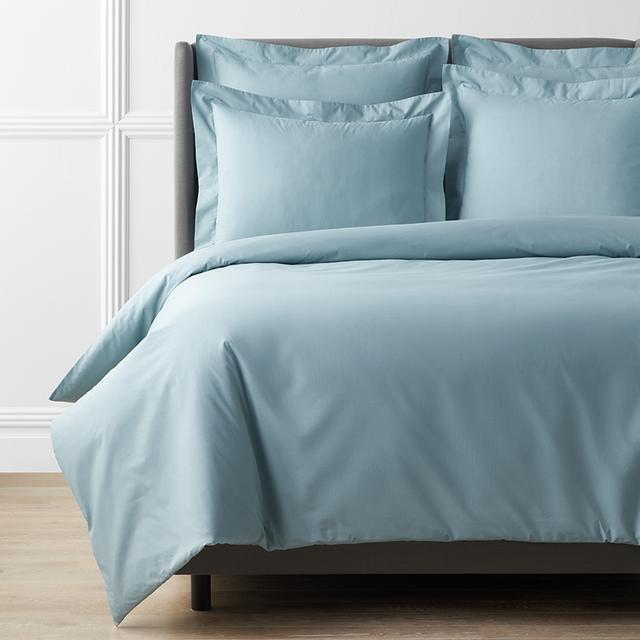 Premium Cool Supima® Cotton Percale Duvet Cover - Slate Blue, Size Full | The Company Store