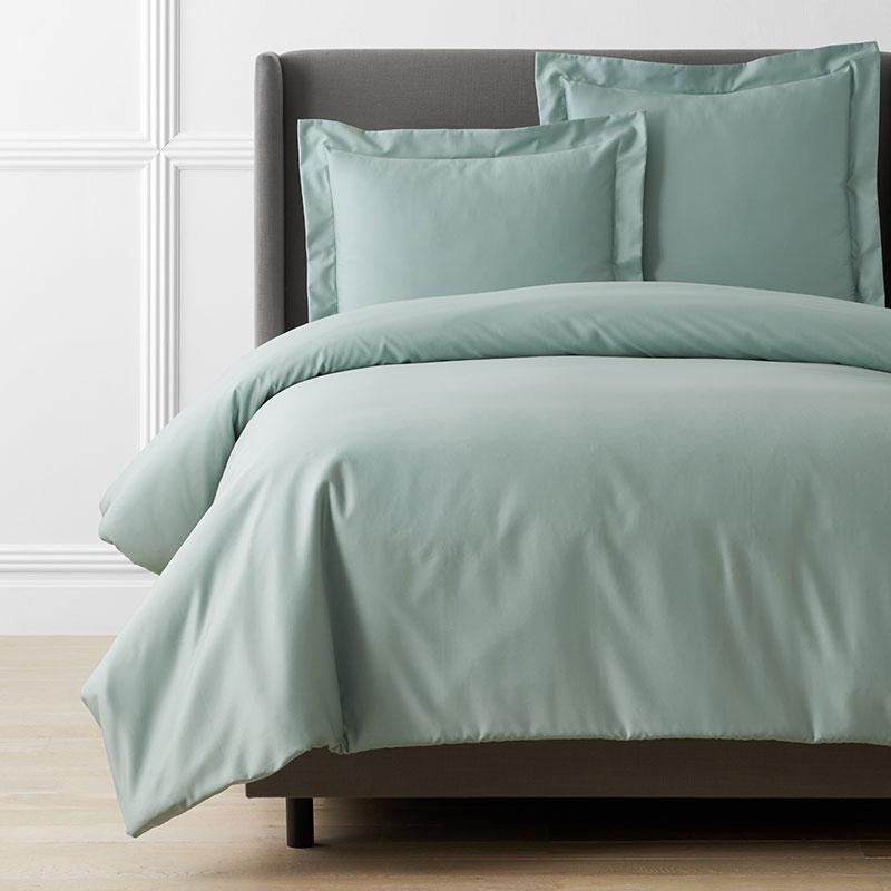 Premium Smooth Supima® Cotton Wrinkle-Free Sateen Duvet Cover - Sea Mist, King/Cal. King - Green/Teal/Turquoise Blue | The Company Store
