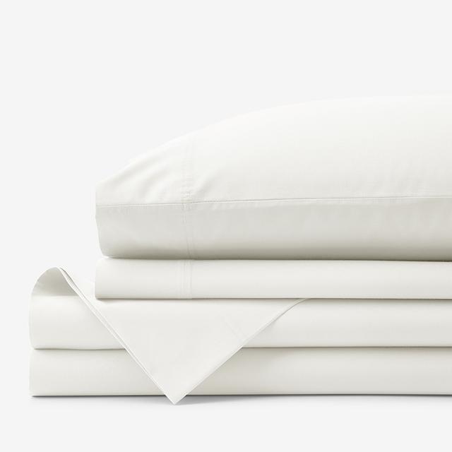 Premium Cool Organic Cotton Percale Bed Sheet Set - Ivory, Size King | The Company Store