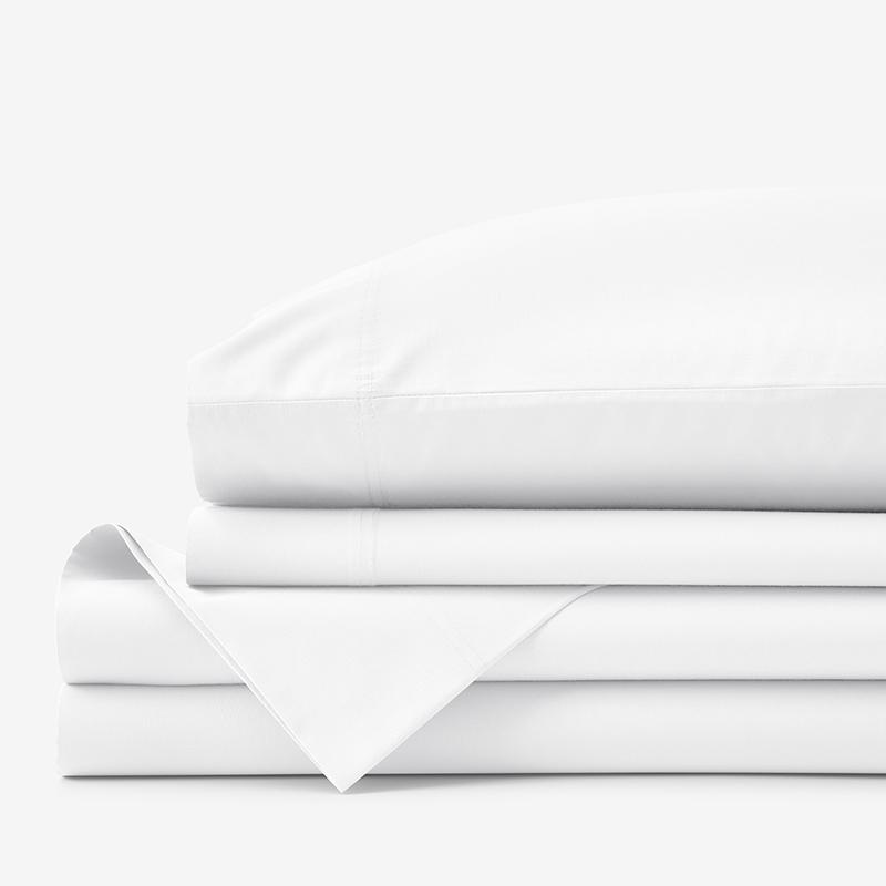 Premium Cool Organic Cotton Percale Bed Sheet Set - White, Size Twin | The Company Store