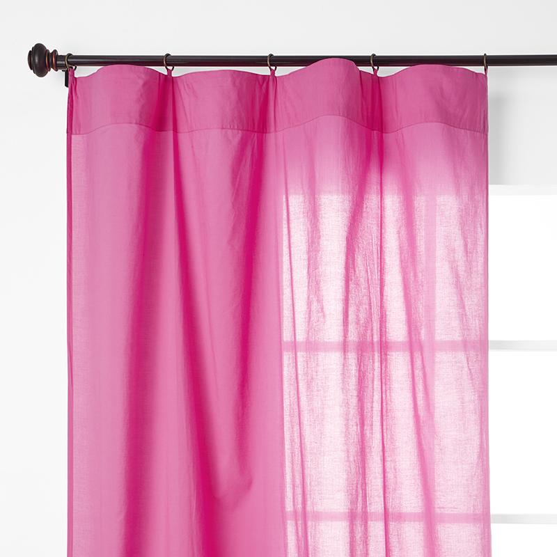 Chambray Voile Yarn-Dyed Ring Top Window Curtain - Pink, Size 44 x 120, Cotton | The Company Store