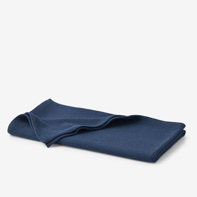 Cotton Weave Throw Blanket - Blue, Size 50 In. x 70 In. | The Company Store