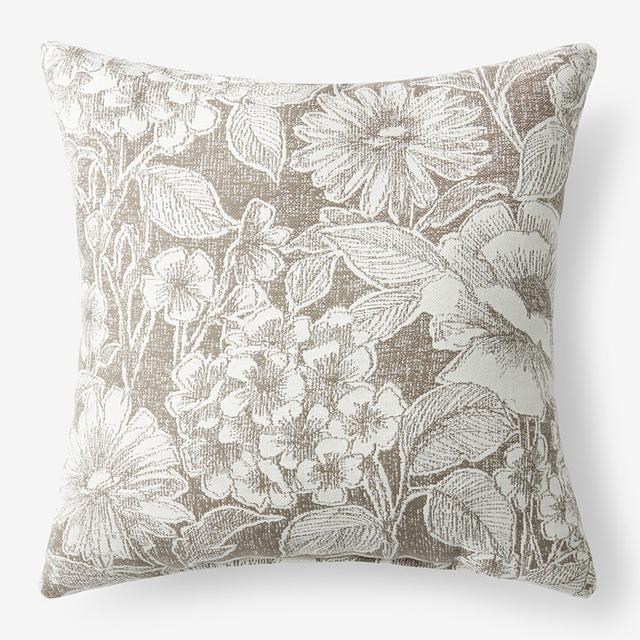 Indoor/Outdoor Toss Pillow - Floral Taupe, 24 in. x 24 in. - Beige, Size 24 x 24, Sunbrella | The Company Store