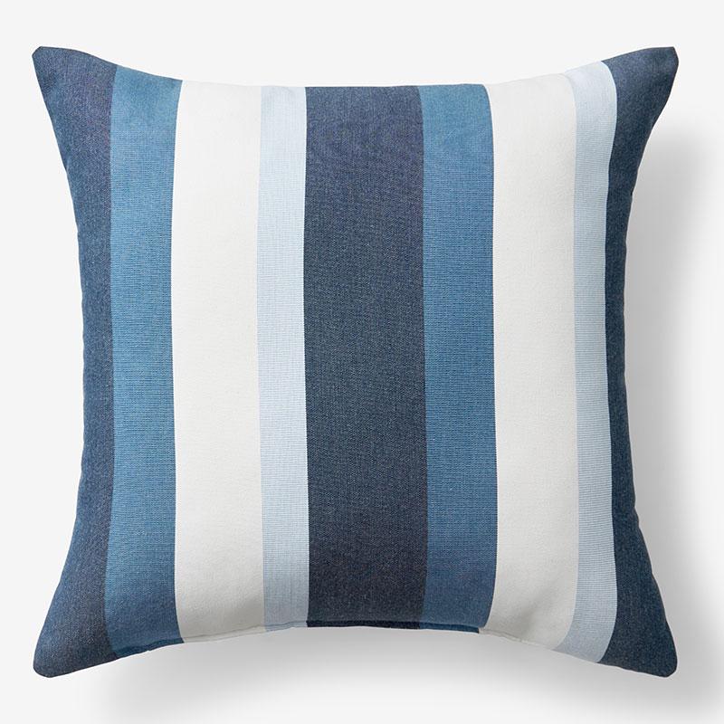 Indoor/Outdoor Toss Pillow - Gateway Coast, Stripes Print, 24 in. x 24 in. - Blue/Ivory, Size 24 x 24, Sunbrella | The Company Store