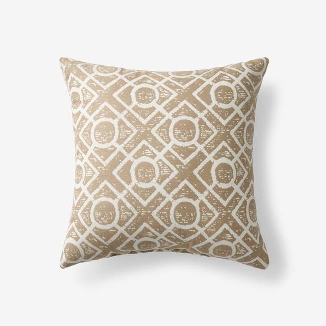 Indoor/Outdoor Toss Pillow - Textured Fretwork Sand, 16 in. x 16 in. - Beige, Size 16 x 16, Sunbrella | The Company Store