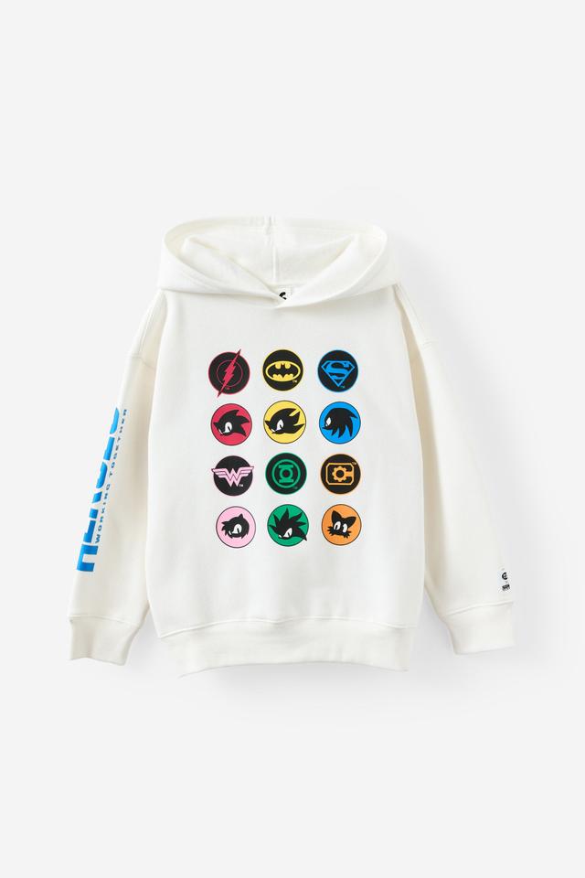 Cotton On Kids - Sonic x DC Comics Oversized Hoodie - Lcn sdc vanilla/hero icons