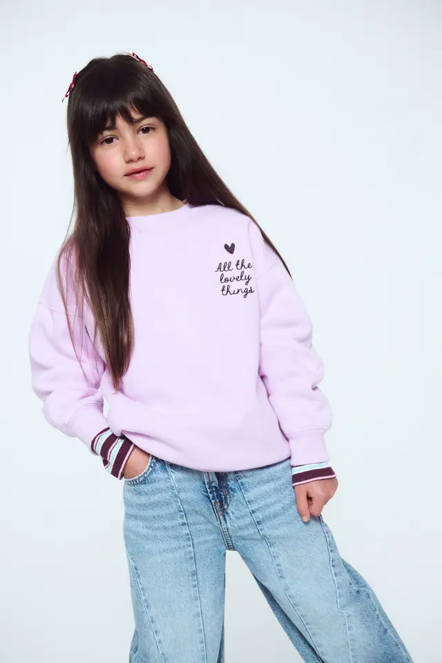 Cotton On Kids - Sammy Oversized Crew - Pale violet/all the lovely things