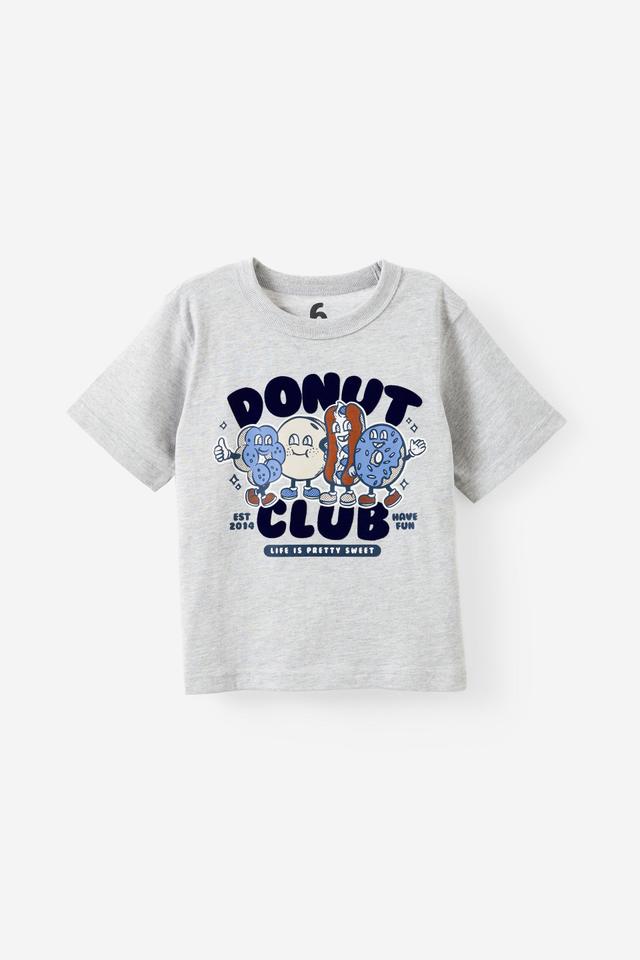 Cotton On Kids - Essentials Graphic Short Sleeve Tee - Grey marle/donut club