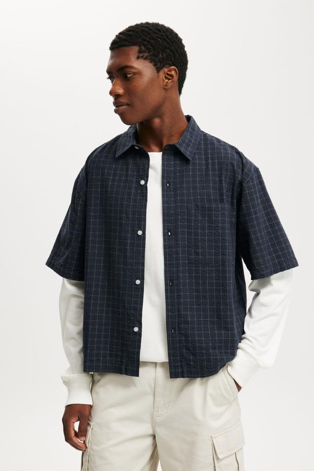 Cotton On Men - Darcy Short Sleeve Shirt - Navy grid check