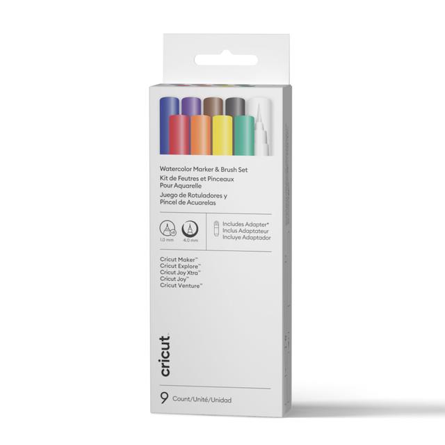 Cricut Watercolor Marker & Brush Set | 9 Count + Adapter