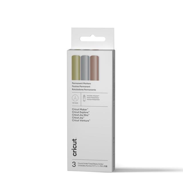 Cricut Permanent Metallic Markers 1.0 mm | Gold/Silver/Copper | 3 Count + Adapter