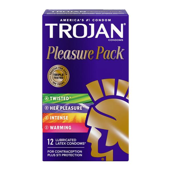 Trojan Pleasure Variety Pack Lubricated Condoms - 12 ct