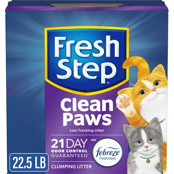Fresh Step Clean Paws Cat Litter Multi-Cat Clumping Litter, Low-Tracking - 22.5 lb