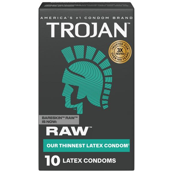 Trojan Raw Thinnest Latex Lubricated Condoms - 10 ct