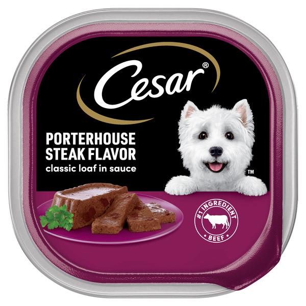 Cesar Loaf in Sauce Adult Wet Dog Food Porterhouse Steak Flavor, 3.5 oz. Tray - 3.5 oz