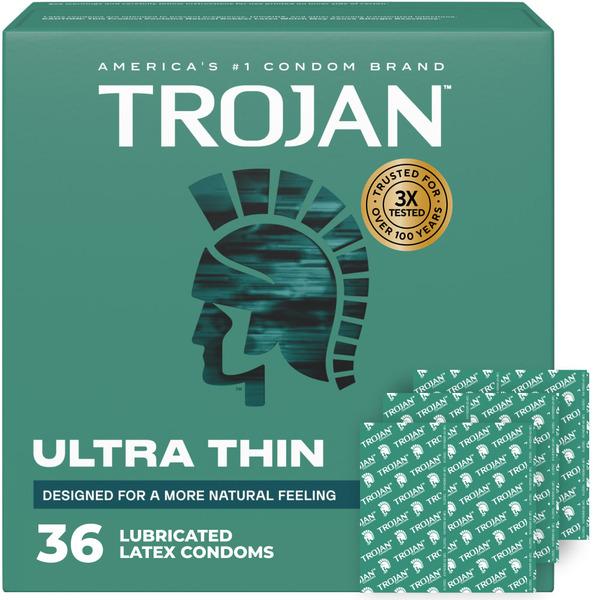 Trojan Ultra Thin Condoms For Ultra Sensitivity Lubricated Condoms Value Pack - 36 ct
