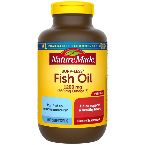 Nature Made Burp-Less Fish Oil 1200 mg Softgels - 200 ct