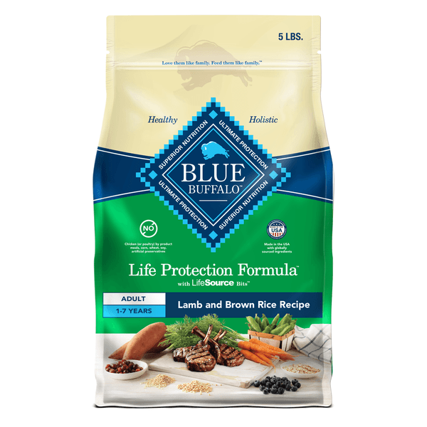 Blue Buffalo Life Protection Formula Natural Adult Dry Dog Food, Lamb and Brown Rice - 5 lb