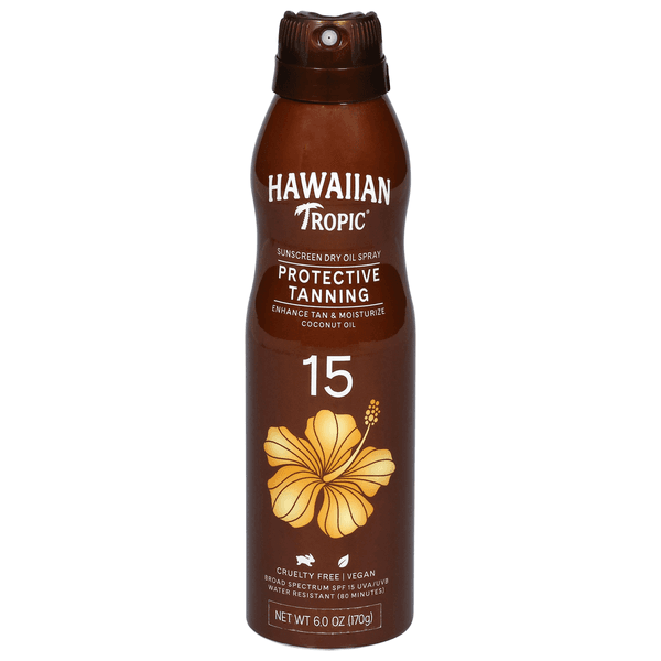 Hawaiian Tropic Protective Tanning Broad Spectrum SPF 15 Sunscreen Dry Oil Spray - 6 oz
