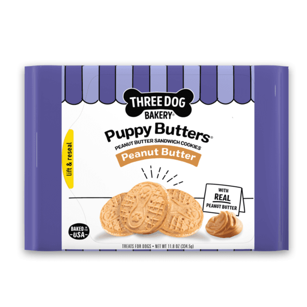 Three Dog Bakery Treats for Dogs, Sandwich Cookies, Peanut Butter - 11.8 oz