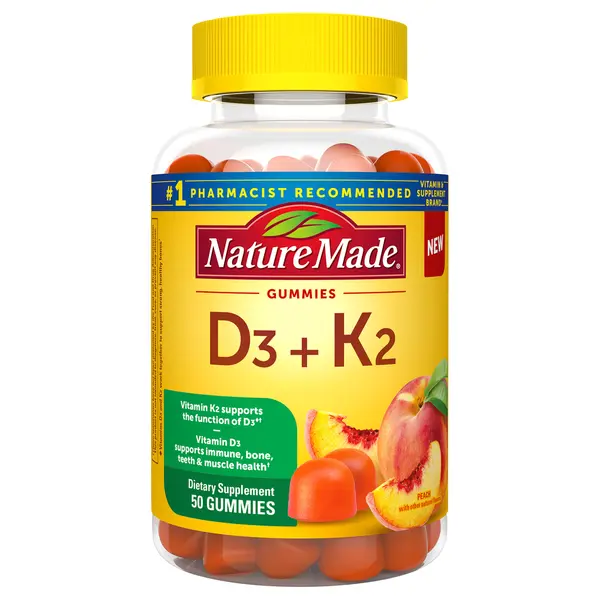 Nature Made Vitamin D3 + K2, Gummies, Peach - 50 ct